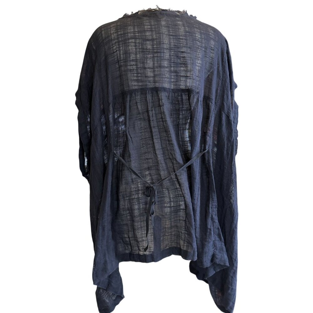 Free People Boho oversized a line tank shirt size XS black semi sheer pockets ti - Picture 3 of 8